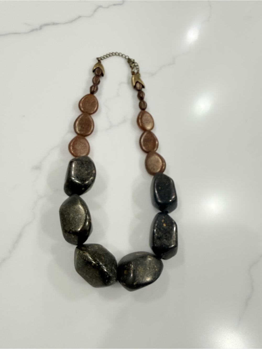 Napier brown vintage chunky statement necklace 18 inches boho adjustable